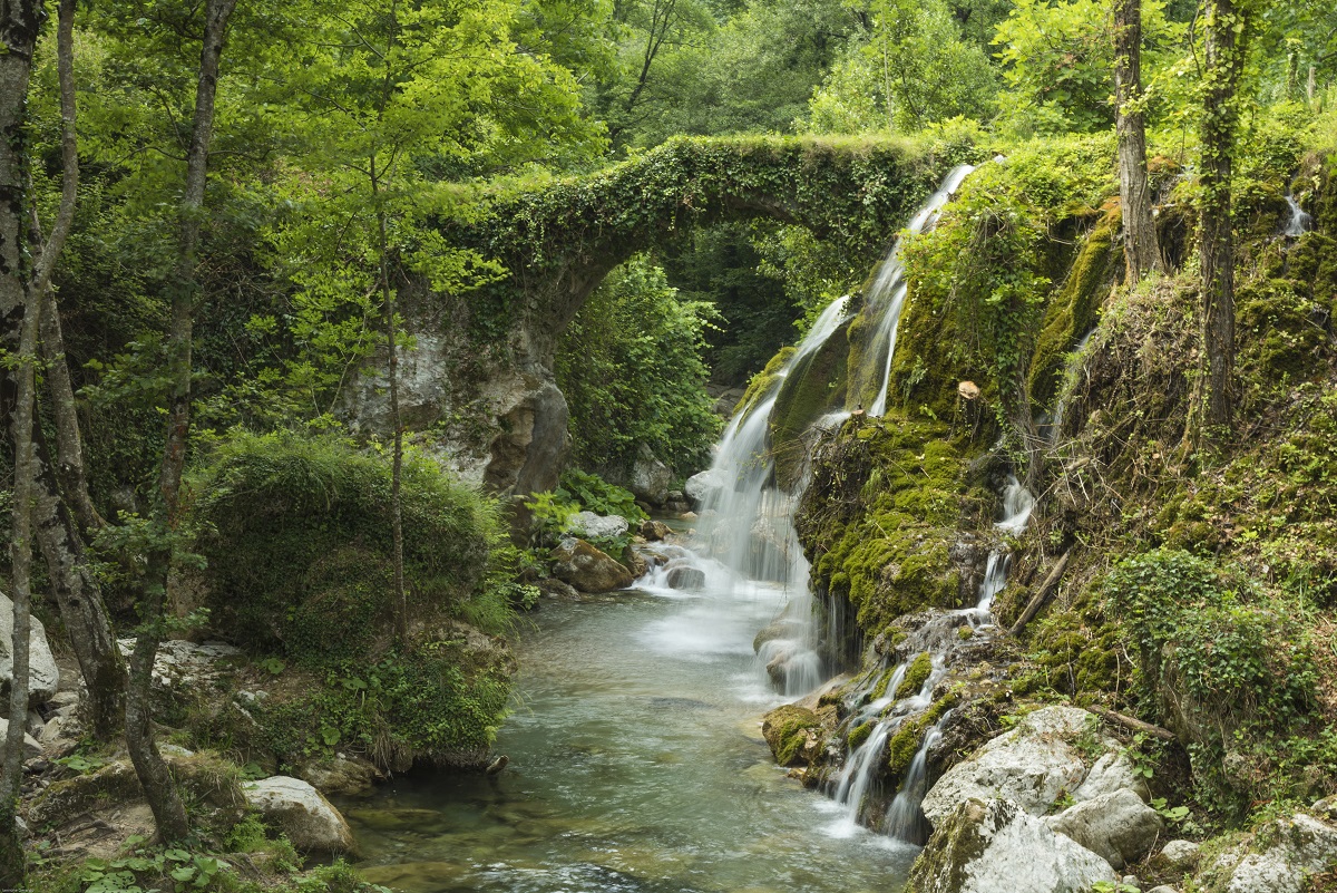 Waterfalls of Venus. Southern Italy, Cilento, Casaletto Spartano. Natural oasis with a small river from the icy waters,