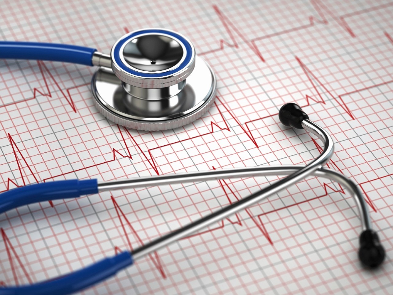 Stethoscope and ECG cardiogram. Medicine concept, 3d
